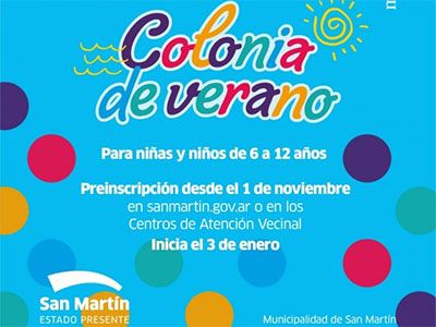 Comenzó la preinscripción a la Colonia de Verano 2022 de San Martín
